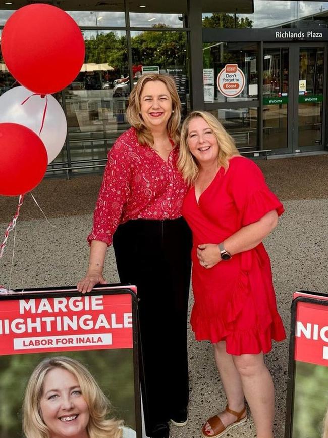 Labor candidate for Inala, Margie Nightingale, campaigning at Richlands Plaza with Annastacia Palaszczuk. Photo: Instagram.