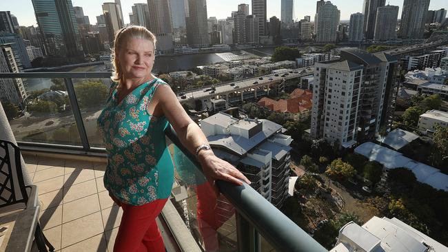 Karen Walker will soon list her penthouse apartment at Brisbane’s Kangaroo Point, just as the price of luxury units in the capital are on the rise. Picture: Lyndon Mechielsen