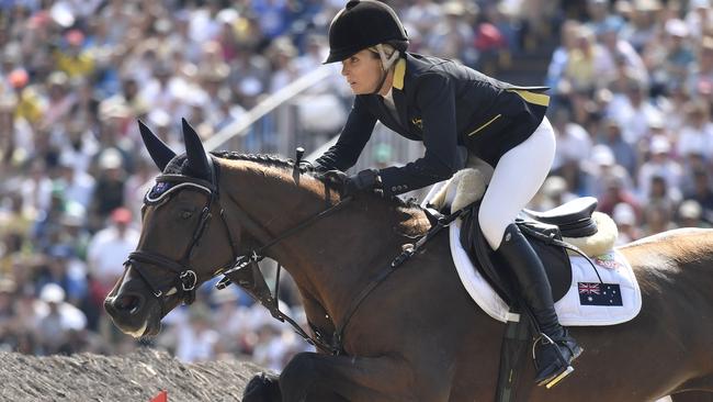 Edwina Tops-Alexander on her horse Lintea Tequila competes in the individual show jumping.