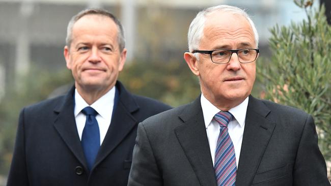 Prime Minister Malcolm Turnbull (right) retained his lead over Opposition Leader Bill Shorten (left) in a recent Newspoll. Picture: AAP Image/Mick Tsikas