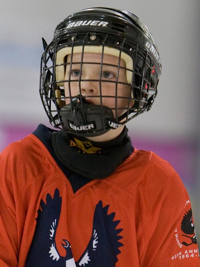 New Crow Riley Thilthorpe during his ice hockey days. Picture: Supplied by family