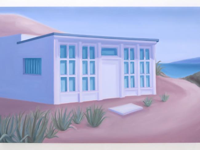 Lucy O'Doherty, 'Oasis shack at Calanque de Marseilleveyre', 2018, oil on canvas, 152.5 x 101.5cm; $7500. Image courtesy of the artist and China Heights. 