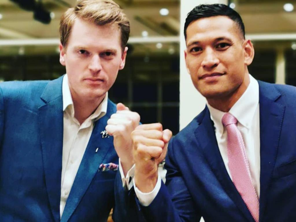 Israel Folau with Australian Christian Lobby managing director Martyn Iles. Picture: Facebook