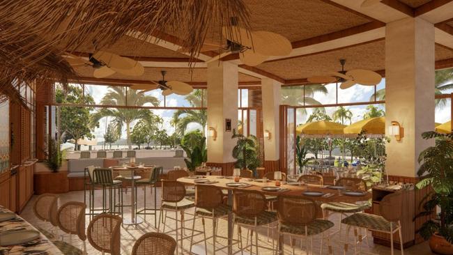 Artist renders show an island-themed bar proposed for Crystalbrook Riley. Picture: Supplied