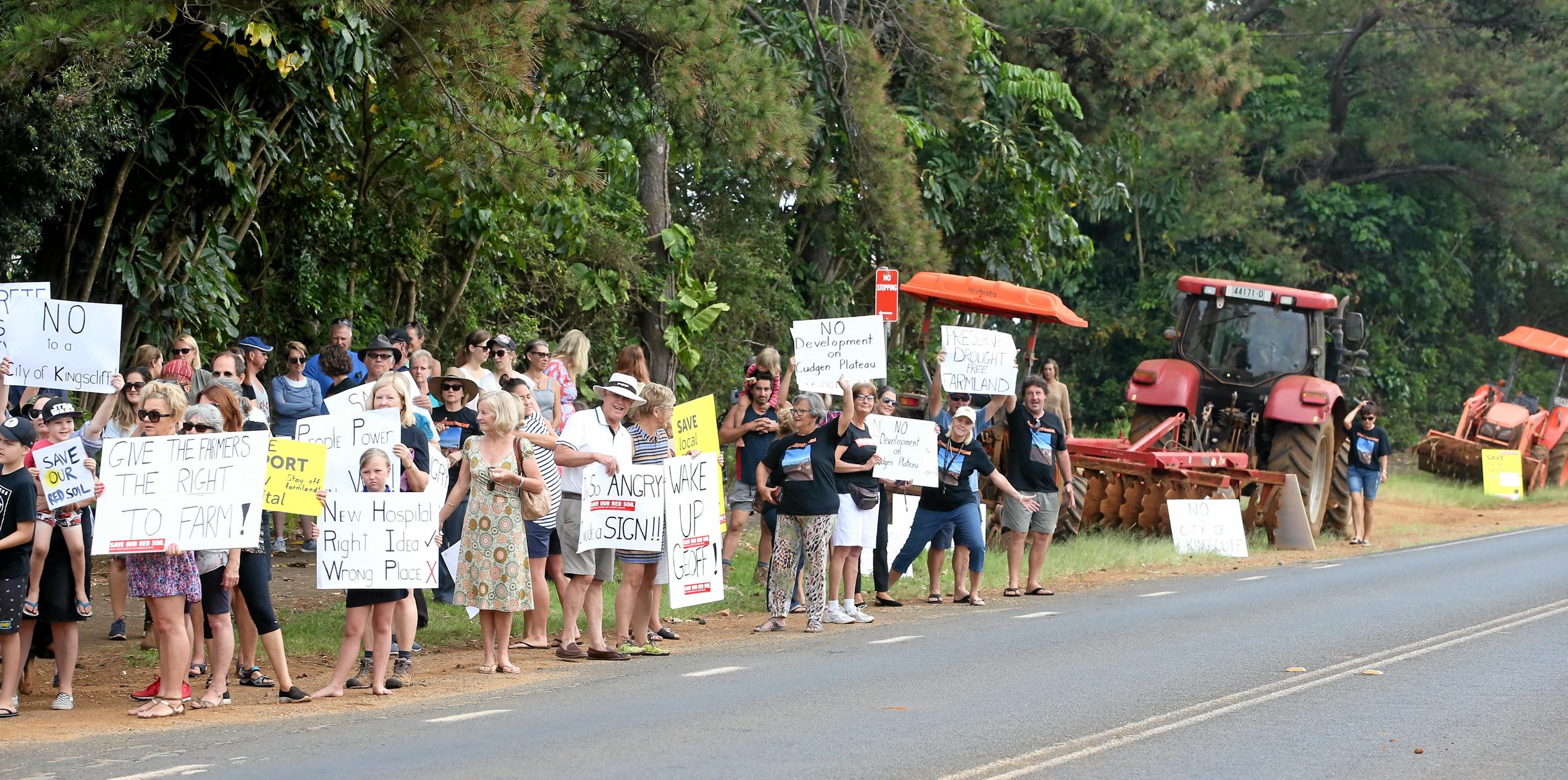 protest outside the site of the new Tweed Valley Hospital at Cudgen. Photo Scott Powick. Picture: Scott Powick