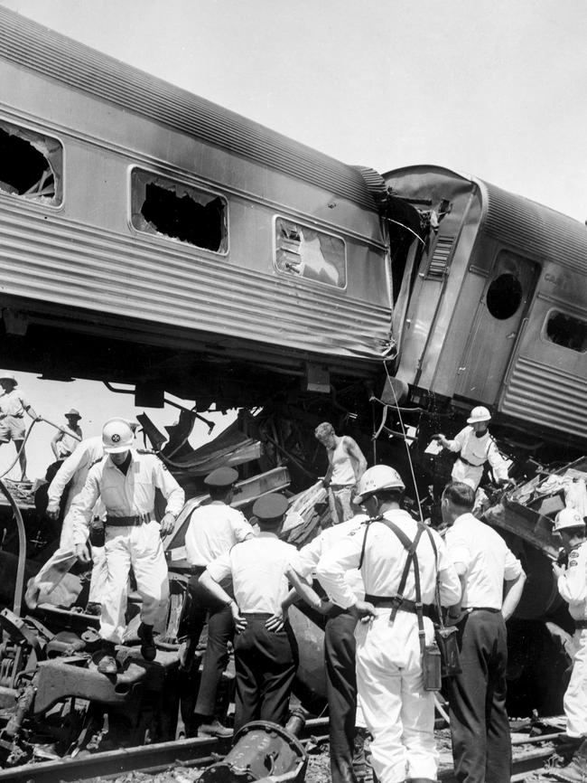 Carriages were pushed high above the tracks.