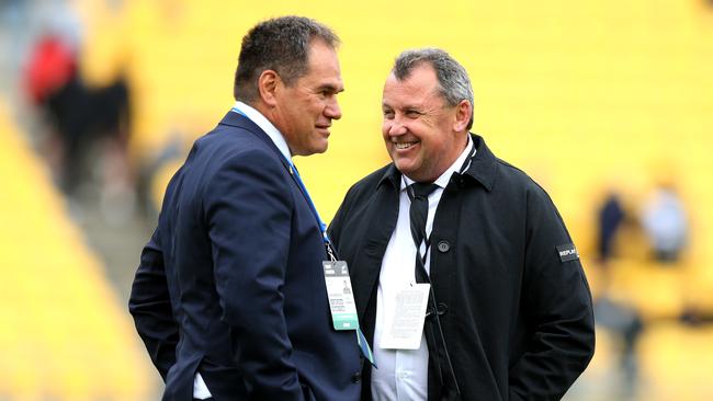 Head coach Ian Foster of the All Blacks and head coach Dave Rennie of the Wallabies talk ahead of the Bledisloe Cup match.