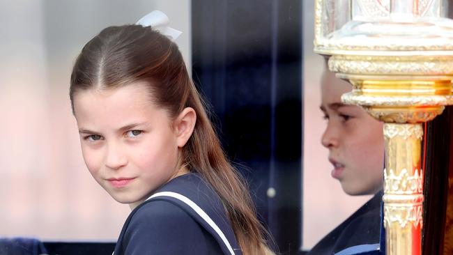 Princess Charlotte and Prince George during Trooping the Colour. Picture: Getty