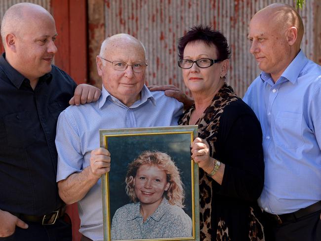 14/10/15. Family of murder victim Anthea Bradshaw- Hall  -  Paul, Martin, Rosalyn and Craig Bradshaw at their family home. Anthea was murdered when she was 26yrs old in Brunei.Pic Keryn Stevens