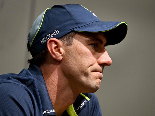 Australia's captain Pat Cummins attends a press conference at the Adelaide Oval. Picture: AFP