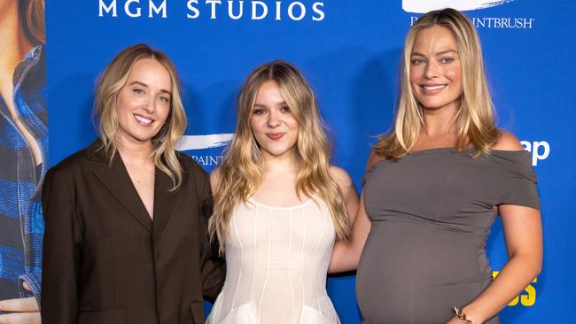 Producer Megan Park, actress Maisy Stella and producer Margot Robbie attend the red carpet premiere. Picture: Getty Images