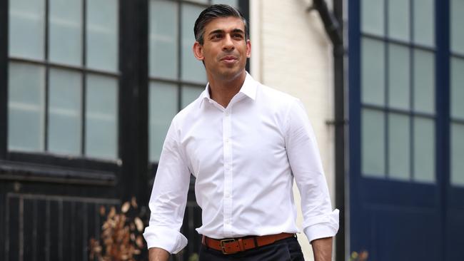 Rishi Sunak, former chancellor of the exchequer, leaves his home on Saturday after launching his campaign to be the next leader of the Conservative Party and Britain's prime minister. Picture: Hollie Adams / Getty Images