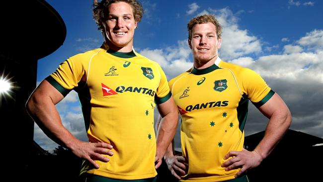 Michael Hooper and David Pocock ready to play in the starting team for the first time in the Bledisloe Cup game on Saturday .Picture Gregg Porteous