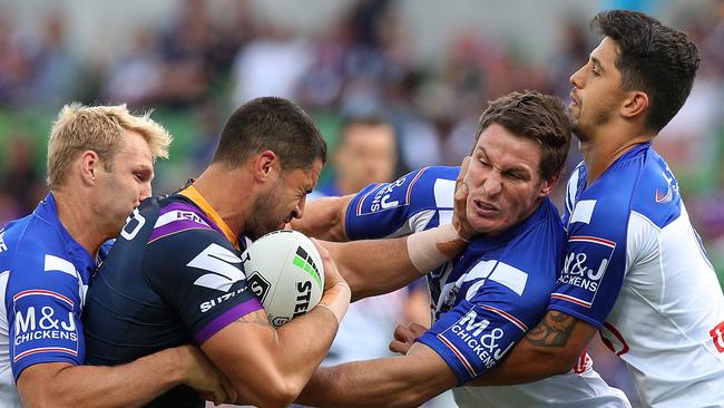 The Bulldogs have endured a tough start to the season but have a lot ot be proud of despite their loss to the Storm. Picture: Getty Images