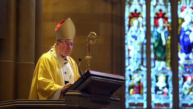 Pell delivering the Christmas Day Solemn Choral Mass. Picture James Croucher