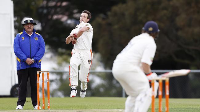 Greater Northern’s Evan Gulbis sent down 28 overs for figures of 4-38. Picture: Zak Simmonds