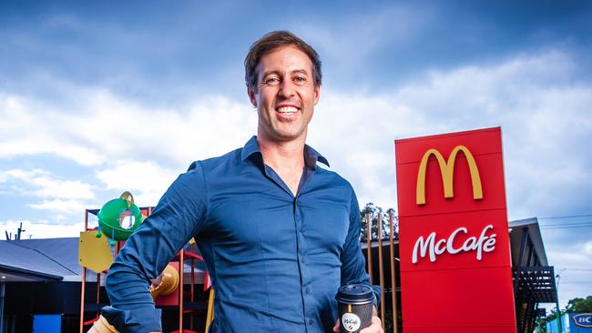 Ben Atkins went from a crew member to owning three McDonald’s restaurants on the Gold Coast. Picture: Nigel Hallett