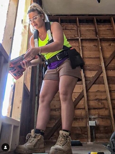 Stefanie Apostolidis said people on a worksite assumed she was just helping her father or was a cleaner. Picture: Supplied/Instagram