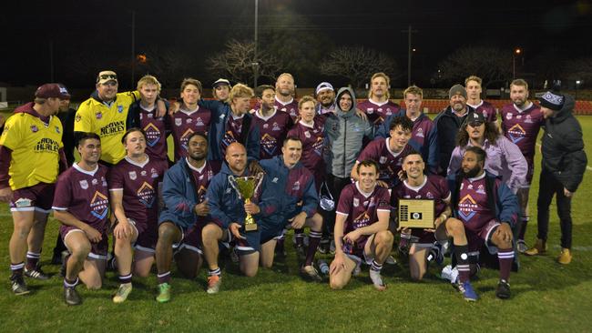 Dalby Diehards reserve-grade side celebrate after their win.