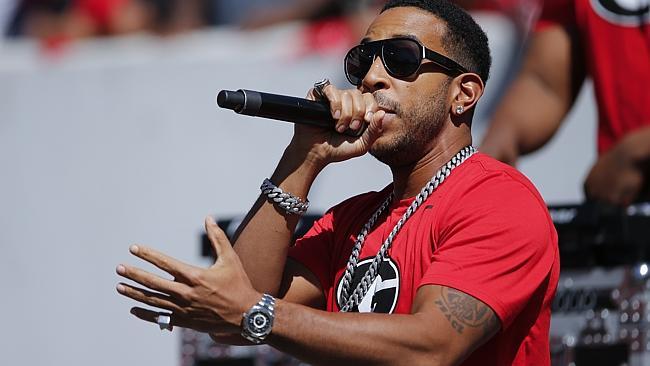 Rapper Ludacris sings before Georgia's spring intrasquad NCAA college football game on April 16. Picture: AP Photo/John Bazemore