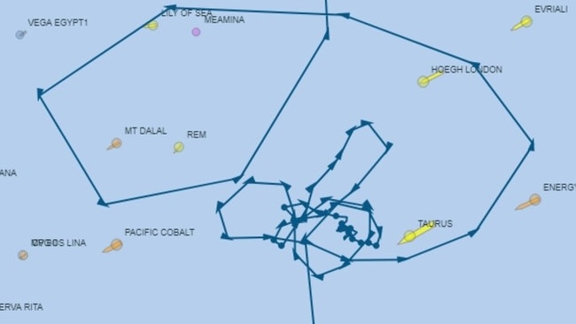 The ship became stranded after taking this route in the Red Sea. Picture: @matthewchampion