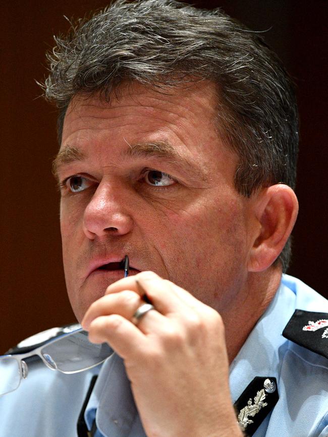 Australian Federal Police Commissioner Andrew Colvin appears at a Senate estimates hearing at Parliament House in Canberra. Picture: Mick Tsikas