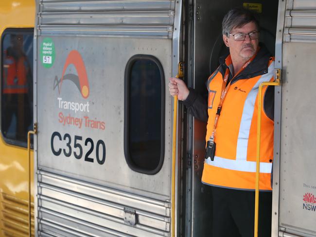 Transport NSW has advertised for a new female trainee train driver. Picture is rail staff on the city circle rail line on Tuesday morning. Picture Rohan Kelly