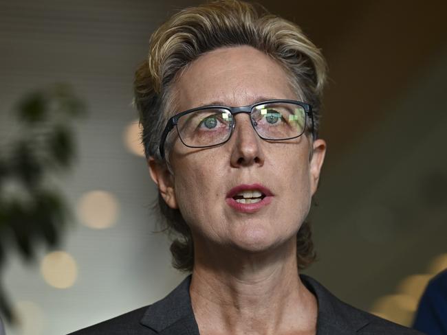 CANBERRA, AUSTRALIA, NewsWire Photos. DECEMBER 7, 2023: ACTU Secretary Sally McManus, ACTU President Michele O'Neil, Megan, a flight attendant and FAAA and Ben, a mine worker and MEU member hold a press conference at Parliament House in Canberra. Picture: NCA NewsWire / Martin Ollman