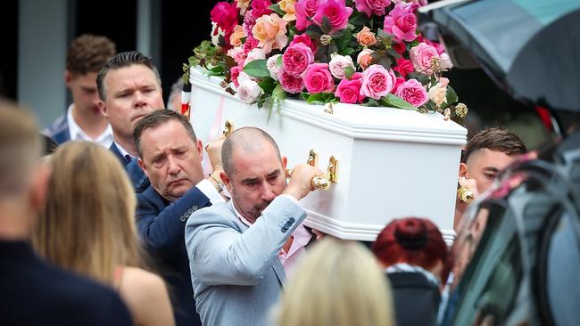 Bianca’s father Mark Jones in front with Shaun Bowles, the father of Holly Bowles (directly behind). Picture: NewsWire/Ian Currie