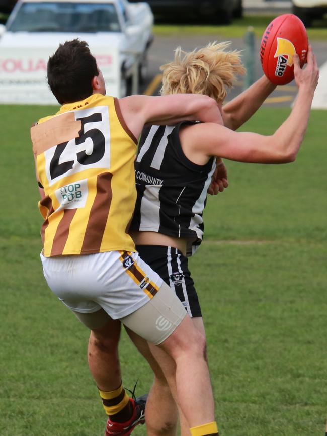 Mid Gippsland rivals Morwell East and Yinnar are seeking to join the North Gippsland league. Picture: Debbie Coady