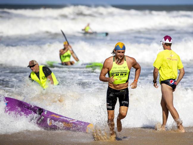 Surf ironman TJ Hendy racing at Alexandra Headlands.