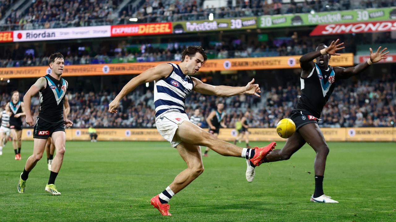 Oisin Mullin impressed Chris Scott. Picture: Michael Willson/AFL Photos via Getty Images