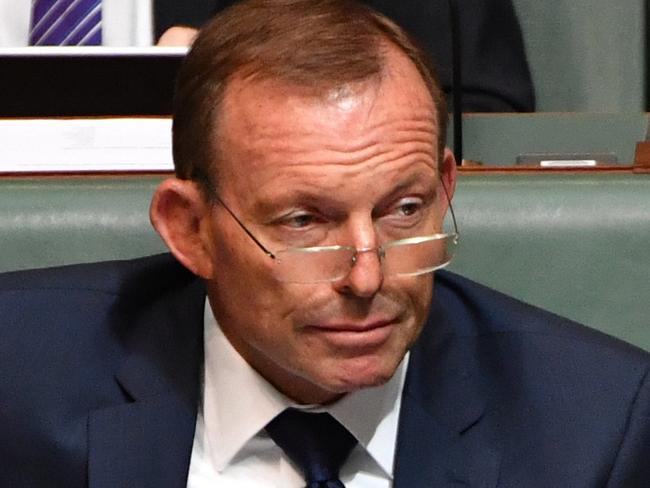 Former prime minister Tony Abbott during Question Time at Parliament House in Canberra, Wednesday, Feb. 8, 2017. (AAP Image/Mick Tsikas) NO ARCHIVING