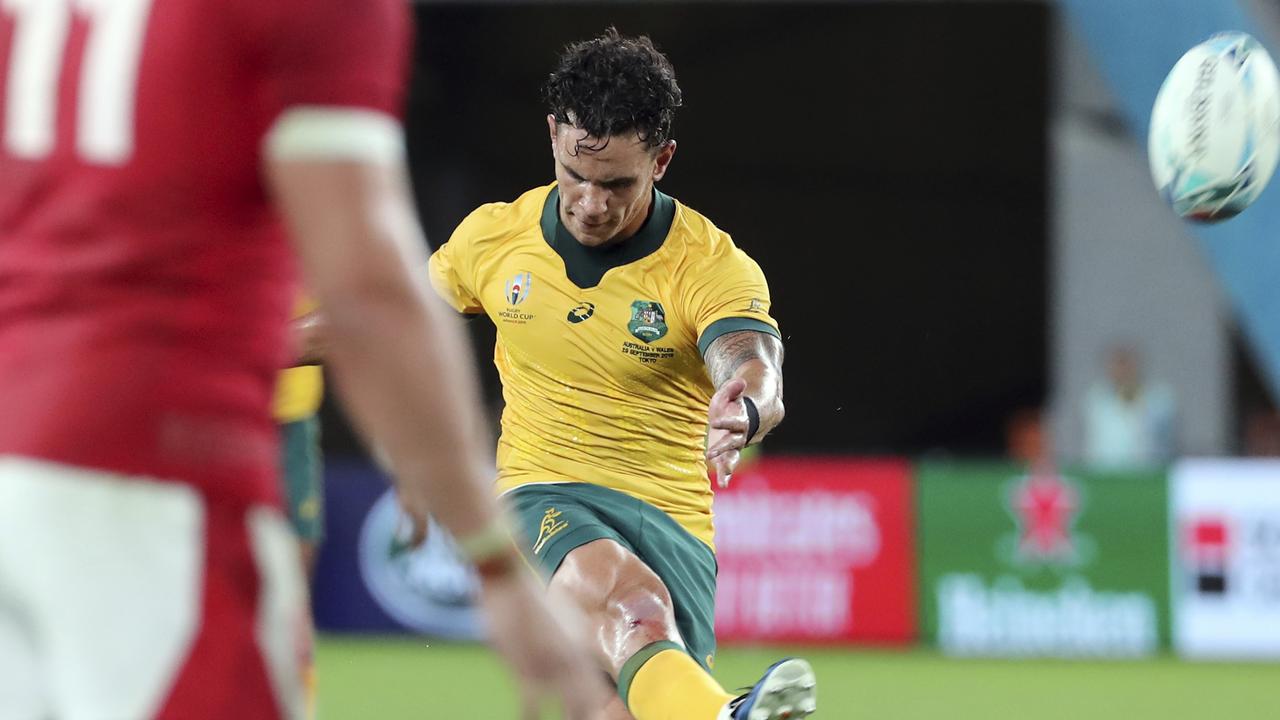 Australia's Matt Toomua kicks a penalty.