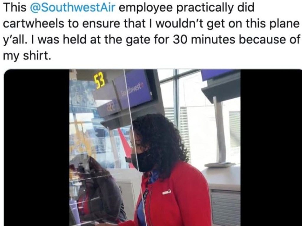 Bai on X: Hey @SouthwestAir you let your employees sexualize 19 year old  girls by telling them they cant get on a flight because of a tank top and  Yelling “your boobs