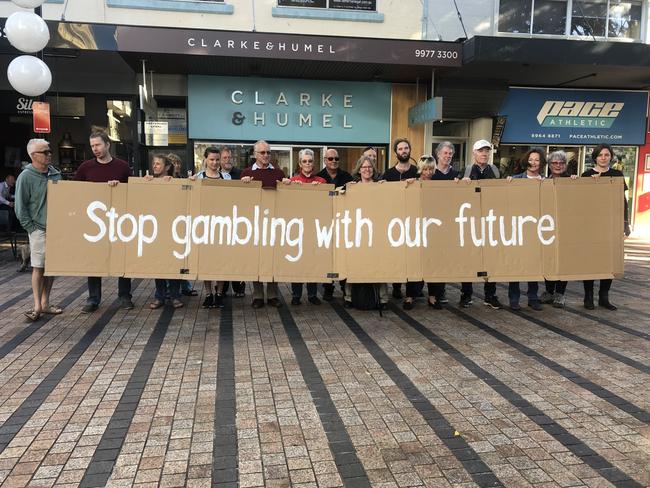 Protesters gathered outside the MP’s office on Wednesday afternoon.