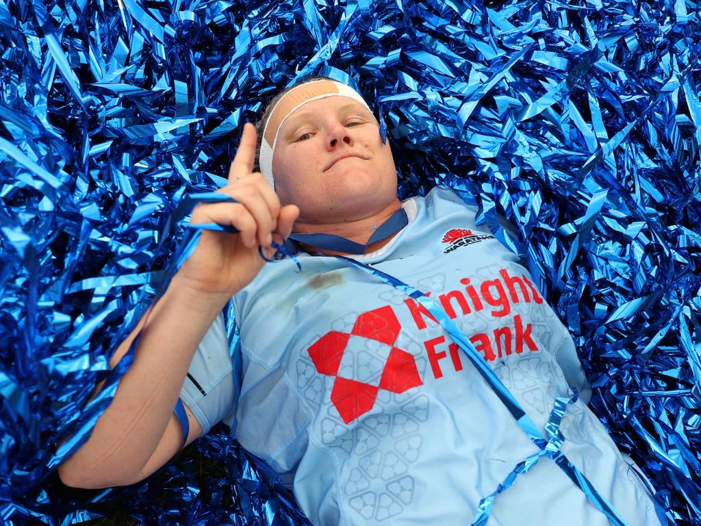 Emily Robinson of the Waratahs celebrates victory following the Super Rugby Women's Grand Final match between NSW Waratahs and Fijian Drua. Picture: Mackenzie Sweetnam/Getty Images