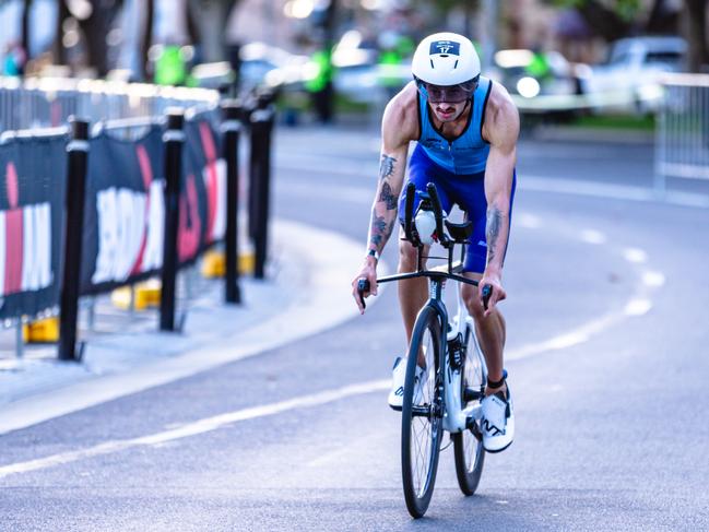 Competitors in the Ironman 70.3 Tasmania in Hobart Picture: Linda Higginson