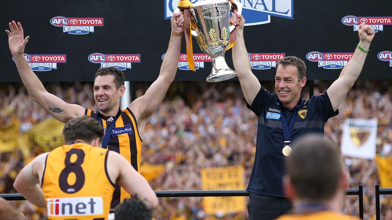 AFL Grand Final 2015 Luke Hodge &amp; Alastair Clarkson with the cup Picture: Wayne Ludbey