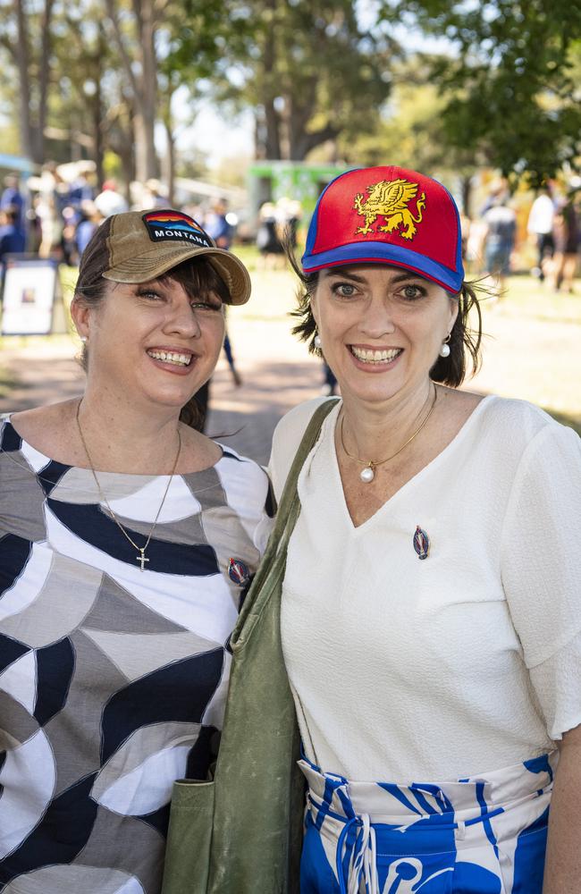 Jodi Holden (left) with Janine Stephens, mum of Downlands First XV captain Jake Stephens. Picture: Kevin Farmer