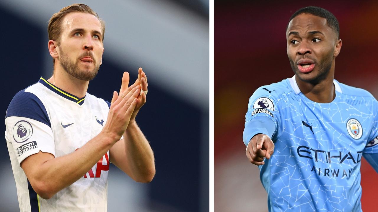 Raheem Sterling is being used as trade bait to try and lure Harry Kane to Man City, but Arsenal could scupper it. Photo: Getty Images