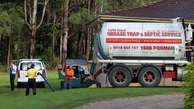 Police ordered a septic tank on the property be drained in the investigation. Picture: Nathan Edwards