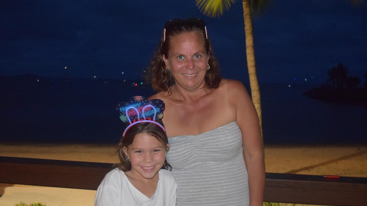 Tiffany Bloomer and Natasha Casey from Airlie Beach watched the fireworks from the Airlie Beach foreshore. Picture: Laura Thomas