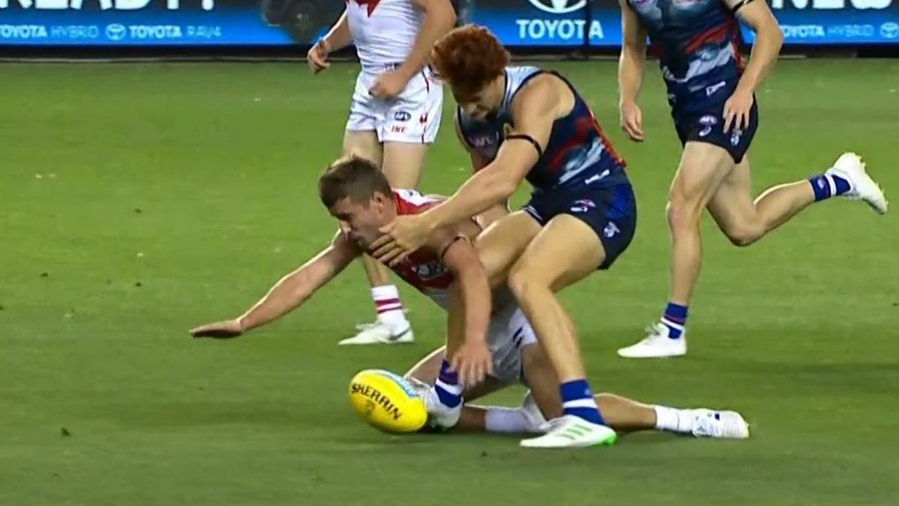 Bulldog Ed Richards won a free kick for the contentious sliding rule.