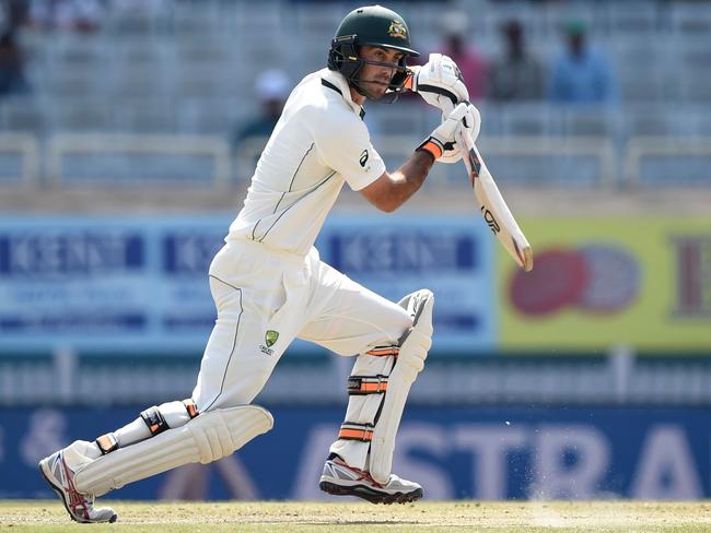 Glenn Maxwell plays a shot on the recent tour of India.