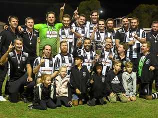 The winning Bingera team: Shane Youngberry (top left), Brett Kitching, Jason McEwan, Josh Haack, Jon Wheeler, Joel Haack, Cody Breuer, Scott McEwan, Brendan Conquest, Robbie Cull, Laurie Stephenson, Andrew Donnison - coach (bottom left), Josh Metcalf, Shaun Sergiacomi, Josh Watson, Dan Watson ( Captain), Cody Pym, Karl Zimmerlie, Kenzie Sergiacomi (front left), Imogen Kitching, Beau Donnison, Levi Donnison, Brayden Jenner, Zayde Kitching. Picture: Shane Jones