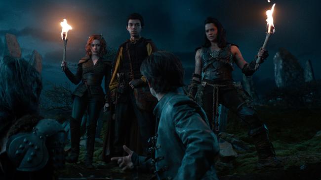 Sophia Lillis, left, Sophia Lillis, Chris Pine and Michelle Rodriguez in Dungeons &amp; Dragons: Honour Among Thieves. Picture: Paramount Pictures and eOne.