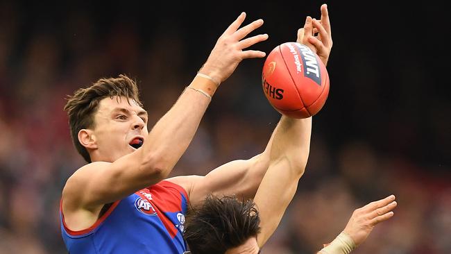 Jake Lever played arguably his best game for the Dees against Carlton. Pic: AAP