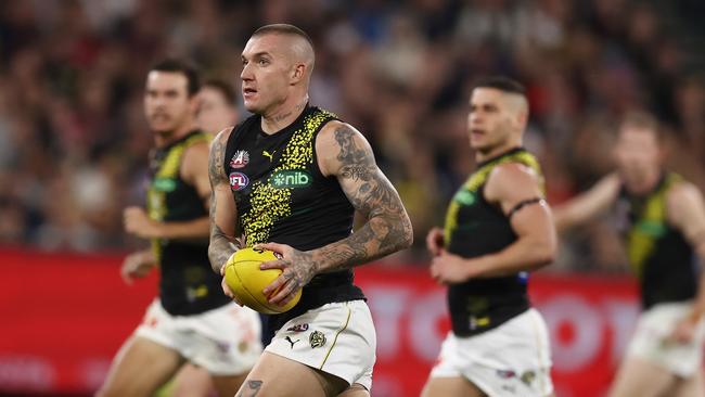 Richmond and superstar Dustin Martin have some worries after five straight losses. Picture: Michael Klein