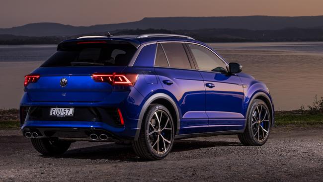 The 2023 Volkswagen T-Roc R is powered by a 2.0-litre turbocharged 4-cylinder, generating 221kW and 400Nm.